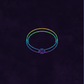 Neon outline bracelet icon on dark background