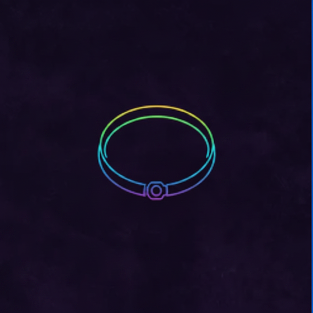 Neon outline bracelet icon on dark background